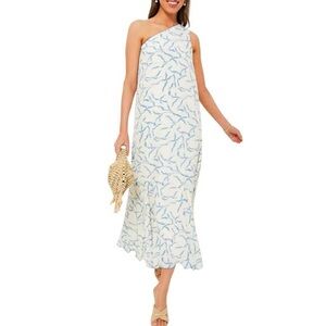 blue floral one shoulder sybil maxi dress hyacinth house Hyacinth House by Tuckernuck Sybil Maxi Dress Floral One Shoulder Size XXS NEW